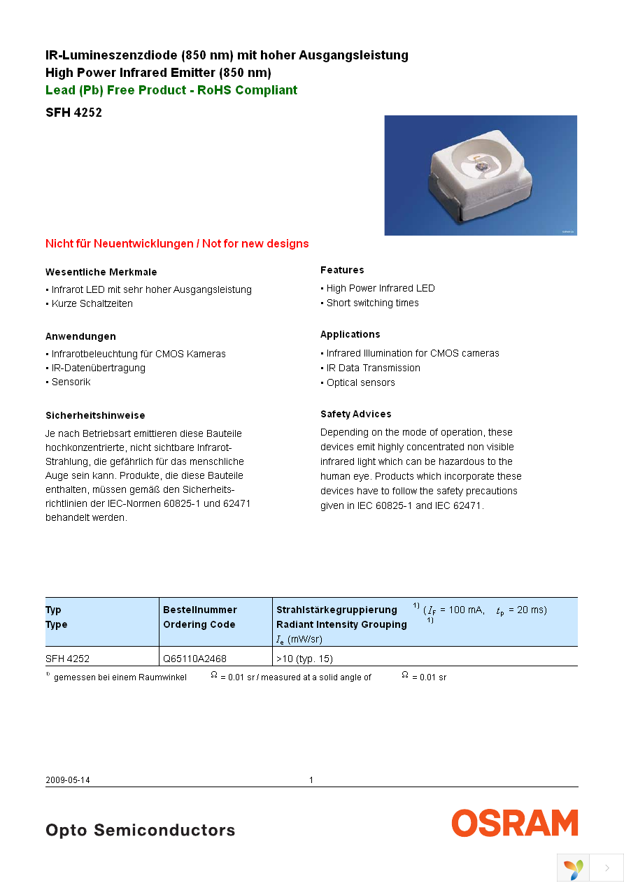 SFH 4252-Z Page 1